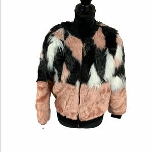 Ladies mixed fur bomber size small